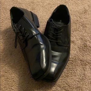 Black square toe dress shoes